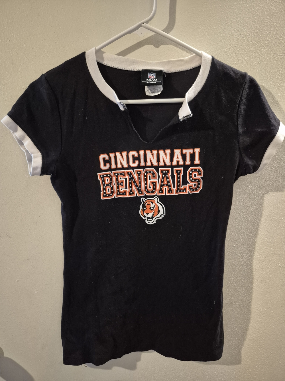 Cincinnati Bengals NFL Black & White Ringer Tee